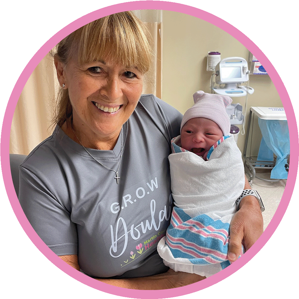 Woman holding a baby